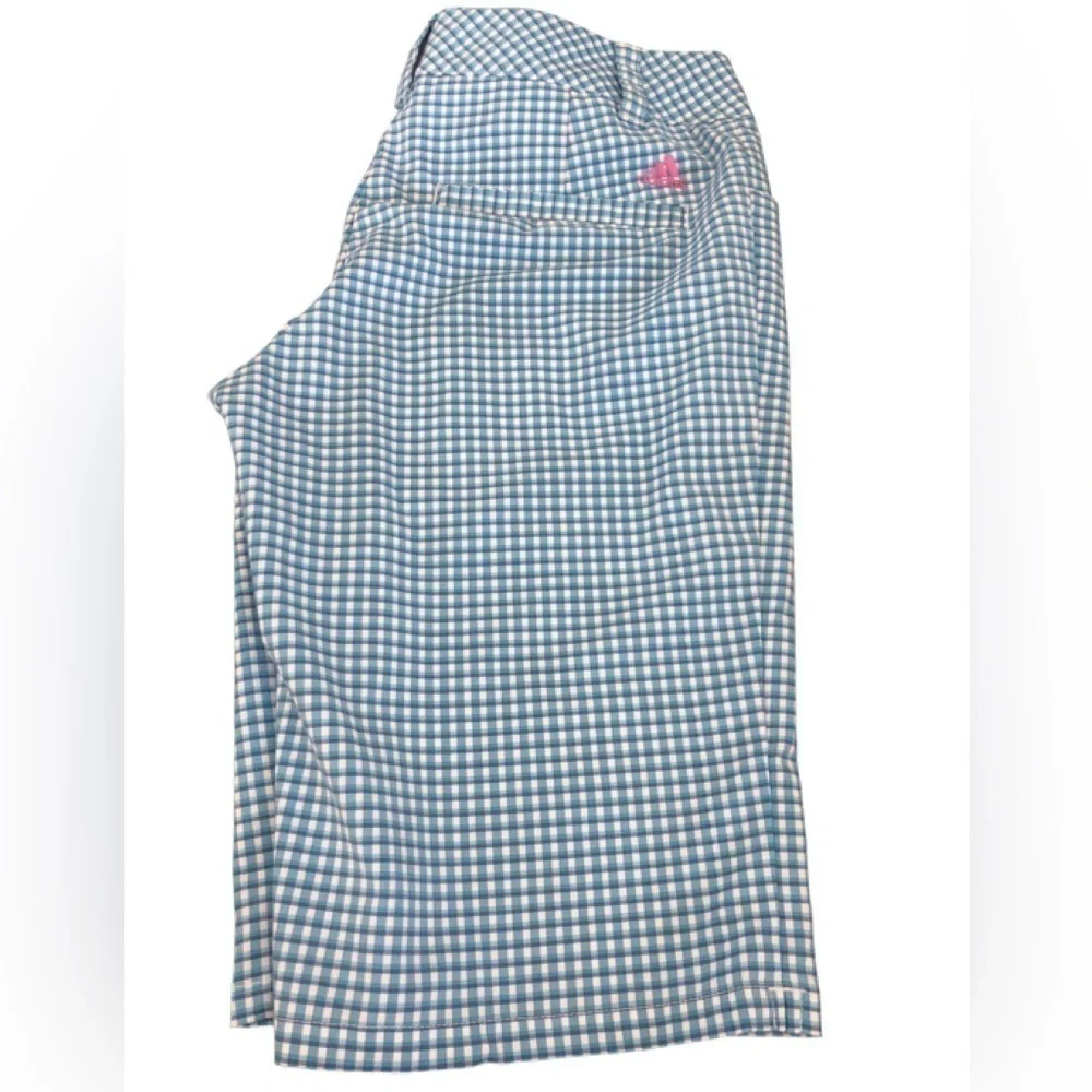 Adidas Blue Check Golf Bermuda Short Stretch Size 6 Outdoors Sporty Pockets